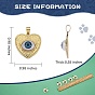 5Pcs Brass Pendants, with Resin Cabochons, Long-Lasting Plated, Heart with Evil Eye, Real 18K Gold Plated