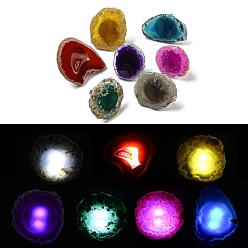 Dyed & Heatsd Natural Agate Slice USB Night Light Decoration, Healing Stone Night Lamp for Bedroom Home Decor