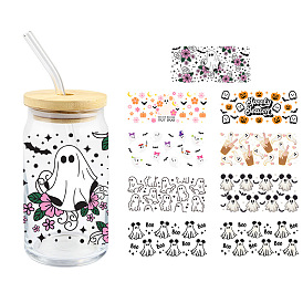 Halloween Ghost PET Self-Adhesive Bottle Decorative Stickers, Waterproof Decals for Bottle Decor
