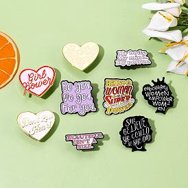 Personalized Heart-Shaped Cartoon Alphabet Metal Badge Pin for Bags and Clothes