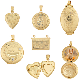 5 шт 5 стили латунные подвески-медальоны, фоторамки кулоны для ожерелий