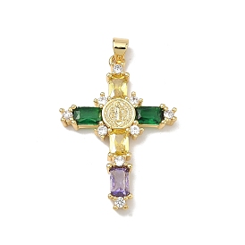 Религия латунь микро проложить цирконий подвески, крест с амулетами девы марии, долговечный, без кадмия и без свинца, стойки покрытие