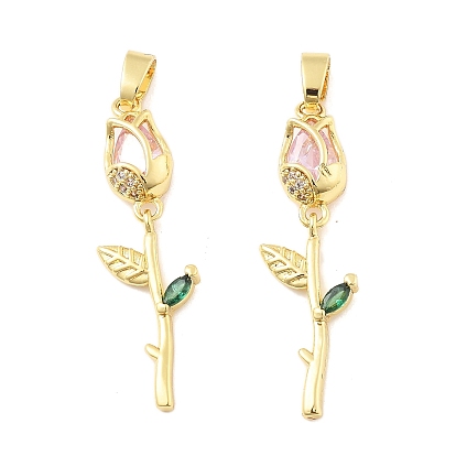 Цветок латунные микро проложить кубического циркония подвески