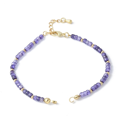 Изготовление браслета из граненых бусин кубического циркония в форме ронделя, средне фиолетовый, с латунным когтя омара застежками и удлинителей цепей, стойки покрытие, долговечный, без кадмия и без свинца