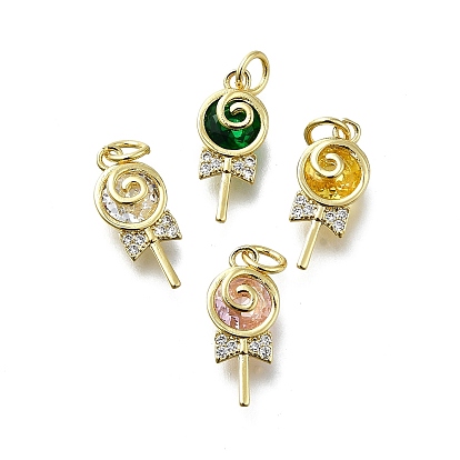Латунные микро проложить кубического циркония подвески, леденцы прелести, с целью перехода в кольце, долговечный, без свинца и без кадмия, реальный 18 k позолоченный