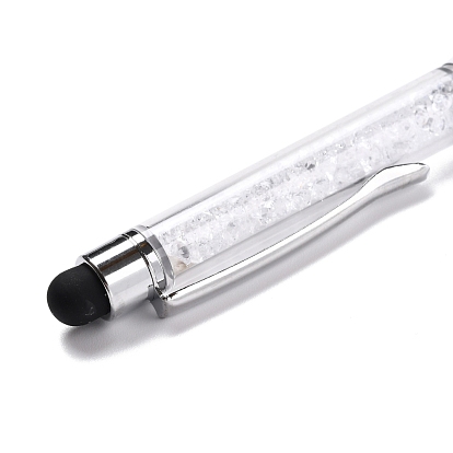 Silicone & Plastic Touch Screen Pen, Aluminum Ball Pen, with Transparent Resin Diamond Shape Beads