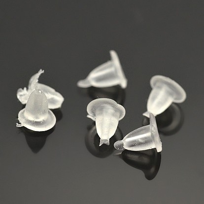 Plastic Ear Nuts, Earring Backs, Clear, 4x4mm, Hole: 0.5mm, about 10000pcs/bag