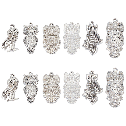 12 шт 6 стиль 304 подвески из нержавеющей стали, сова