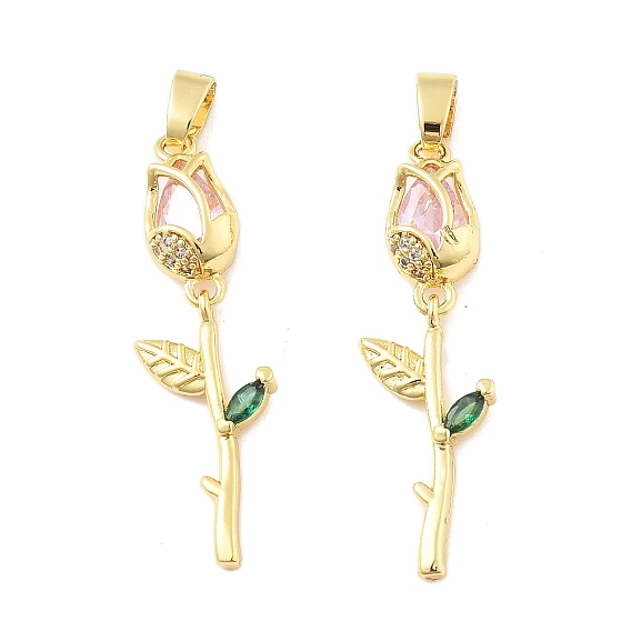 Цветок латунные микро проложить кубического циркония подвески