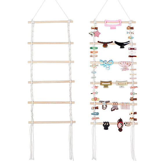 Деревянная и хлопковая подставка для хранения аксессуаров для волос и заколок