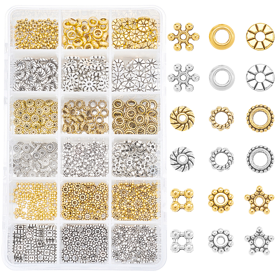 Tibetan Style Alloy Spacer Beads, Lead Free & Cadmium Free, Mixed Shapes