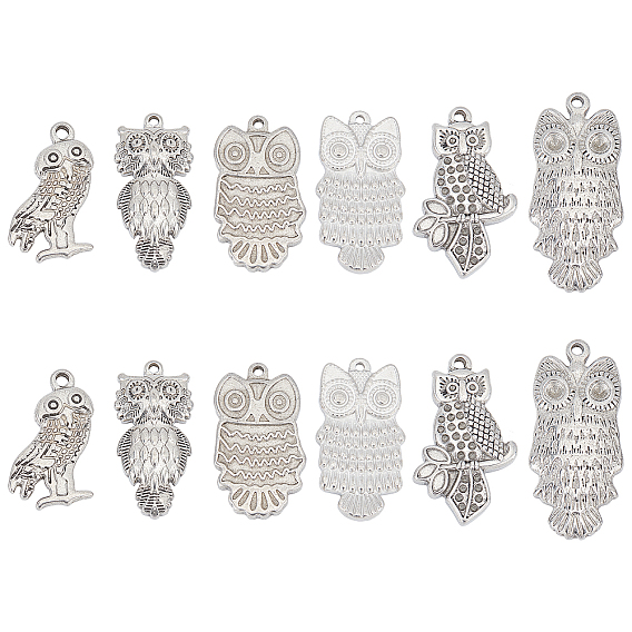 12 шт 6 стиль 304 подвески из нержавеющей стали, сова