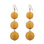 Waxed Cord Ball Dangle Earrings, with Alloy Findings, Golden
