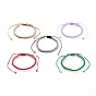 Adjustable Two Tone Nylon Cord Braided Bead Bracelets, with Platinum Plated Brass Round Beads