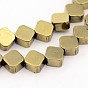 Electroplate Non-Magnetic Synthetic Hematite Bead Strands, Rhombus, 6x6x3mm, Hole: 1mm, about 70pcs/strand, 16.5 inch