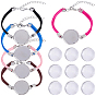 20Pcs 5 Colors Faux Suede Bracelet Making, with Alloy Tray Settings and Iron Chains, Flat Round, with 20Pcs Glass Cabochons, Platinum