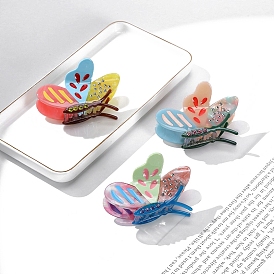 Cute Butterfly Cellulose Acetate Claw Hair Clips, with Rhinestones, Hair Accessories for Women