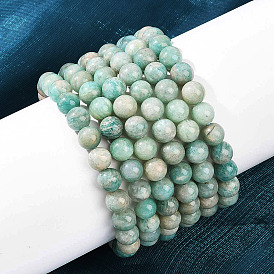 Браслеты из натуральных бусин амазонита для мужчин и женщин, круглые