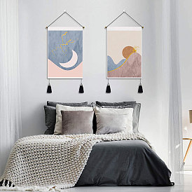 Room decoration painting pink blue moon hanging cloth wall cloth background cloth living room decoration bedside tapestry