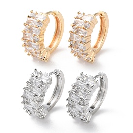 Rack Plating Brass Clear Cubic Zirconia Hoop Earrings, Long-Lasting Plated