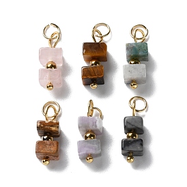 Подвески из натурального драгоценного камня в форме куба с бусинами, с 304 петлями из нержавеющей стали, золотые