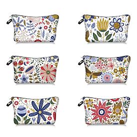 Flower Pattern Polyester Waterpoof Makeup Storage Bag, Multi-functional Travel Toilet Bag, Clutch Bag with Zipper for Women