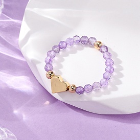 Драгоценные камни, с эластичной хрустальной нитью, латунными бусинами и бусинами из натурального камня, золотые