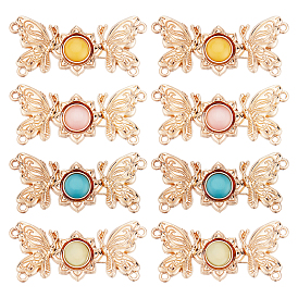 Nbeads 8 Sets 4 Colors Alloy Snap Lock Clasps, with Mixed Color Enamel, Butterfly