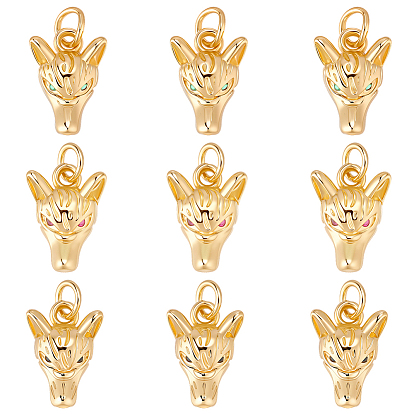 10 кулоны из латуни с микрочастицами и кубическим цирконием., с прыжковых колец, прелести волка, реальный 18 k позолоченный