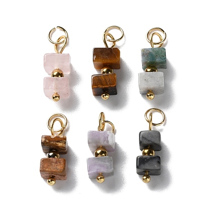 Подвески из натурального драгоценного камня в форме куба с бусинами, с 304 петлями из нержавеющей стали, золотые