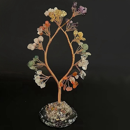 Baum-des-Lebens-Ornamente aus natürlichen und synthetischen gemischten Edelsteinen, harz home display dekorationen, Reiki-Energiestein zur Heilung