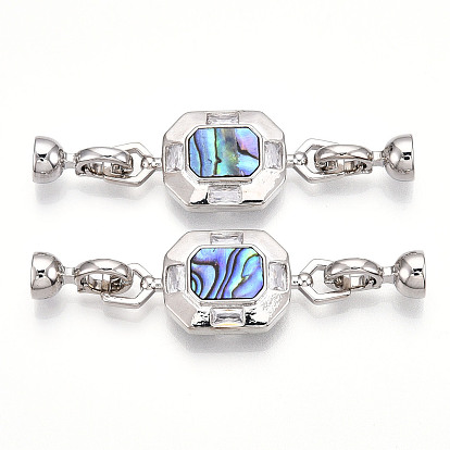 Латунное микропейв, прозрачный кубический цирконий, складные застежки, без кадмия, без никеля и без свинца, с оболочкой, прямоугольные