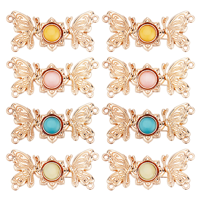 8 Sets 4 Colors Alloy Snap Lock Clasps, with Mixed Color Enamel, Butterfly