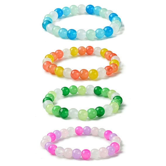 8круглые женские эластичные браслеты из стеклянных бусин диаметром мм