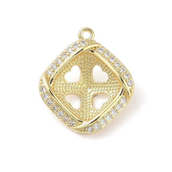 Brass Micro Pave Cubic Zirconia Pendant Bails, Cadmium Free & Nickel Free & Lead Free, Rhombus
