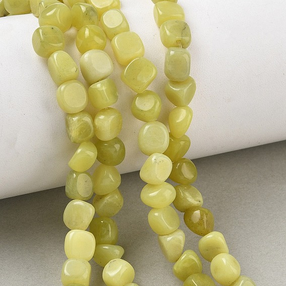 Natural Lemon Jade Beads Strands, Nuggets, Tumbled Stone