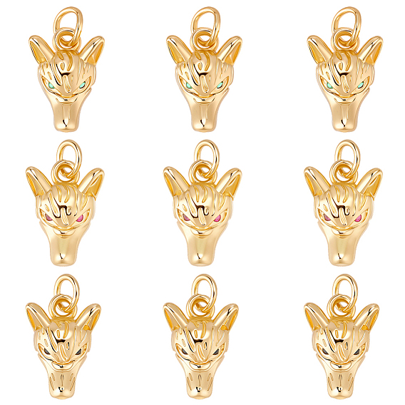 10 кулоны из латуни с микрочастицами и кубическим цирконием., с прыжковых колец, прелести волка, реальный 18 k позолоченный