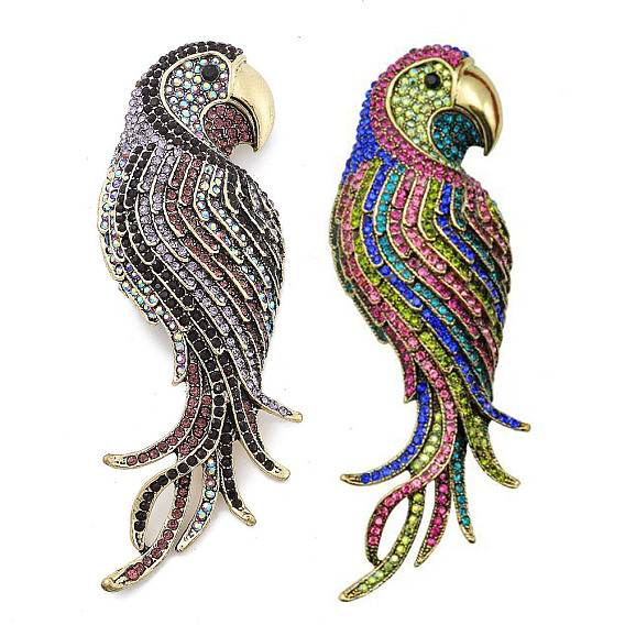 Броши из сплава попугаев со стразами