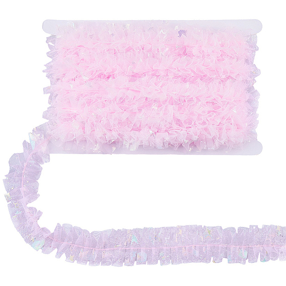 10M Polyester Organza Ribbons, with Sequin and Cardboard Display Card