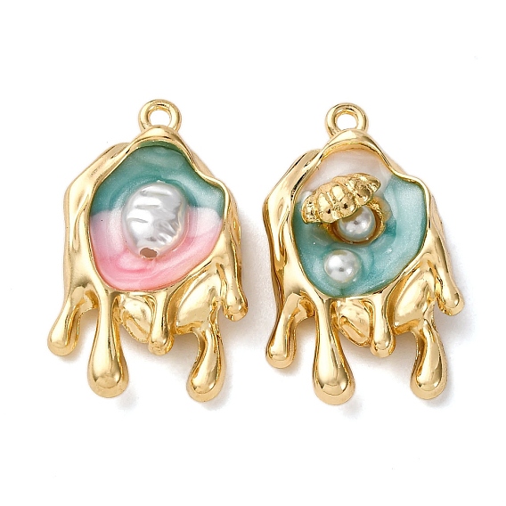 Подвески из эмалевого сплава легкого золота, тающие чары, с ABS имитации жемчуга, стойки покрытие