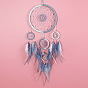 Woolen Yarn Woven Net/Web with Feather Pendant Decorations, Flat Round