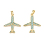 Colgantes de circonita cúbica azul cielo con micro pavé de latón, encantos de avión