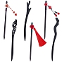 6Pcs 6 Style Wood Hair Stick Findings