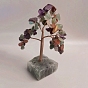 Natural Gemstone Chips Tree of Life Decorations, Copper Wire Feng Shui Energy Stone Gift for Women Men Meditation