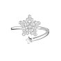 TINYSAND 925 Sterling Silver Cuff Rings, Open Rings, with Star and Cubic Zirconia, 16.5mm