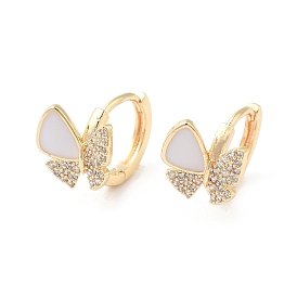 Butterfly Brass Micro Pave Cubic Zirconia Hoop Earrings, Enamel Jewelry for Women