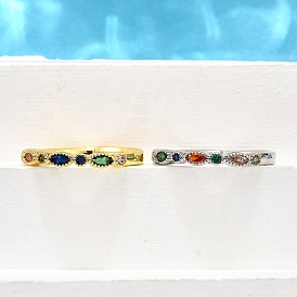 Регулируемые латунные кольца с микропаве из кубического циркония для женщин, без кадмия, без никеля и без свинца, лошадиный глаз 