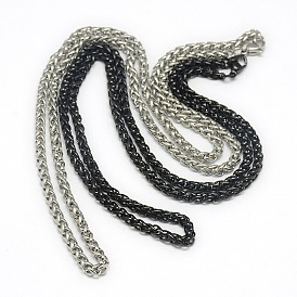 Trendy Men's 201 Stainless Steel Wheat Chain Necklaces, with Lobster Claw Clasps