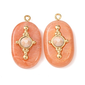 304 подвески из нержавеющей стали смолы, овальные и крестообразные подвески, со стразами, золотые