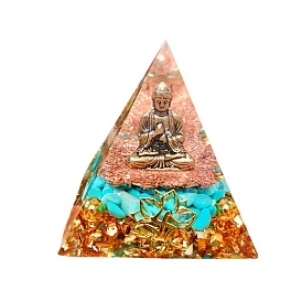 Генераторы энергии смолы оргонитовой пирамиды, Рейки драгоценный камень и металлический Будда внутри для украшения домашнего офиса